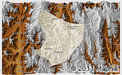 Shaded Relief 3D Map of Xide, physical outside