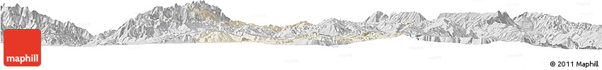 Shaded Relief Horizon Map of Xide, desaturated