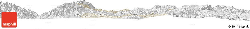 Shaded Relief Horizon Map of Xide, lighten, desaturated