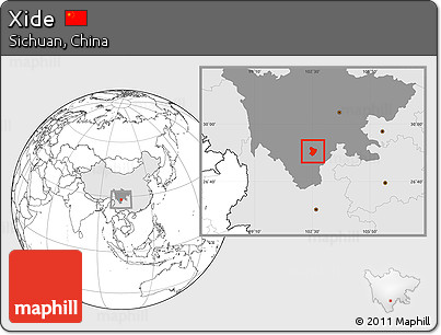 Blank Location Map of Xide, highlighted country, highlighted parent region
