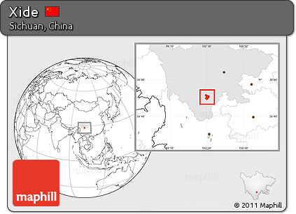 Blank Location Map of Xide, highlighted parent region