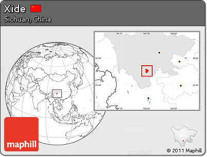 Blank Location Map of Xide, highlighted parent region