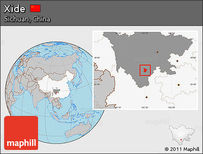 Gray Location Map of Xide, highlighted country, highlighted parent region