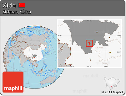 Gray Location Map of Xide, highlighted country, highlighted parent region