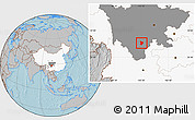 Gray Location Map of Xide, highlighted country, highlighted parent region, hill shading