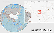 Gray Location Map of Xide, highlighted country, hill shading