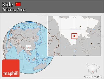 Gray Location Map of Xide, highlighted parent region