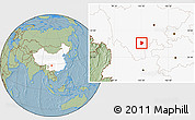 Savanna Style Location Map of Xide, highlighted country, hill shading