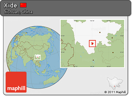 Savanna Style Location Map of Xide, highlighted parent region