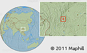 Savanna Style Location Map of Xide, hill shading