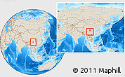 Shaded Relief Location Map of Xide, within the entire country