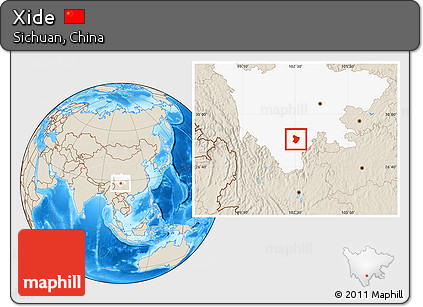 Shaded Relief Location Map of Xide, highlighted parent region