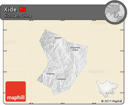 Classic Style Map of Xide, single color outside
