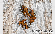 Physical Map of Xide, lighten