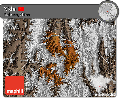 Physical Map of Xide, semi-desaturated