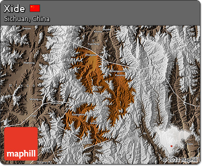 Physical Map of Xide, semi-desaturated