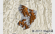 Physical Map of Xide, shaded relief outside