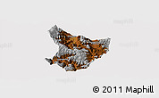 Physical Panoramic Map of Xide, cropped outside