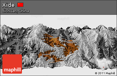 Physical Panoramic Map of Xide, desaturated