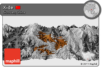 Physical Panoramic Map of Xide, desaturated