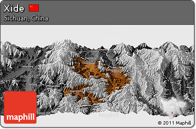 Physical Panoramic Map of Xide, desaturated