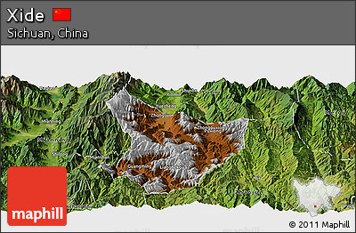 Physical Panoramic Map of Xide, satellite outside