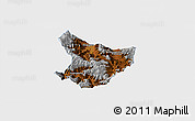 Physical Panoramic Map of Xide, single color outside
