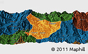 Political Panoramic Map of Xide, darken