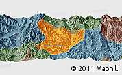 Political Panoramic Map of Xide, semi-desaturated