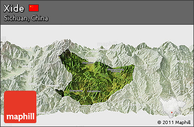 Satellite Panoramic Map of Xide, lighten