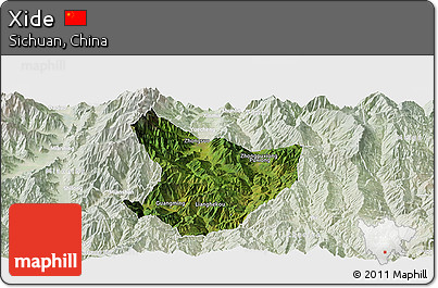 Satellite Panoramic Map of Xide, lighten