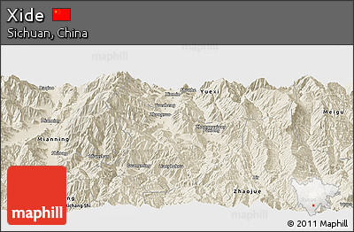 Shaded Relief Panoramic Map of Xide