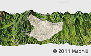Shaded Relief Panoramic Map of Xide, satellite outside