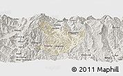Shaded Relief Panoramic Map of Xide, semi-desaturated