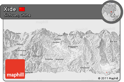 Silver Style Panoramic Map of Xide