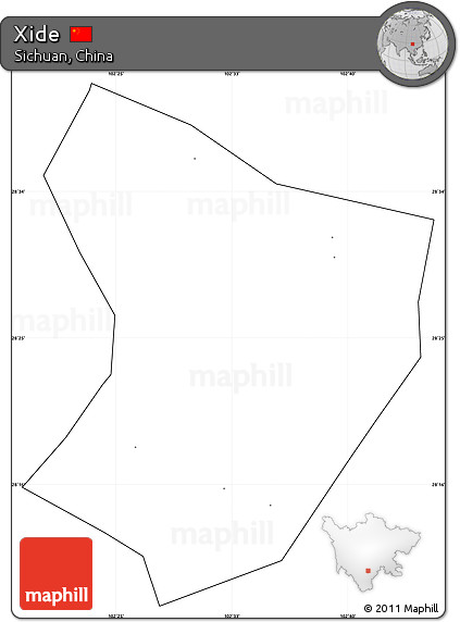 Blank Simple Map of Xide, cropped outside, no labels