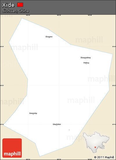 Classic Style Simple Map of Xide, single color outside
