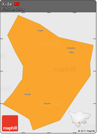 Political Simple Map of Xide, single color outside