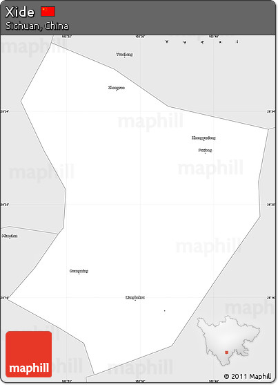 Silver Style Simple Map of Xide