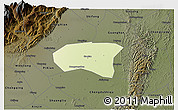 Physical 3D Map of Xindu, darken