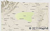 Physical 3D Map of Xindu, shaded relief outside