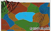 Political 3D Map of Xindu, darken