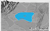 Political 3D Map of Xindu, desaturated