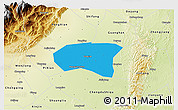 Political 3D Map of Xindu, physical outside