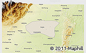 Shaded Relief 3D Map of Xindu, physical outside