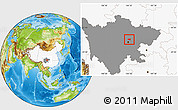 Physical Location Map of Xindu, highlighted country, highlighted parent region