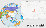 Political Location Map of Xindu, highlighted country