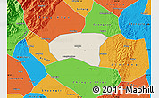 Shaded Relief Map of Xindu, political outside