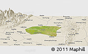 Satellite Panoramic Map of Xindu, shaded relief outside