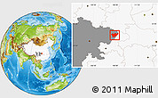 Physical Location Map of Xuanhan, highlighted country, highlighted parent region